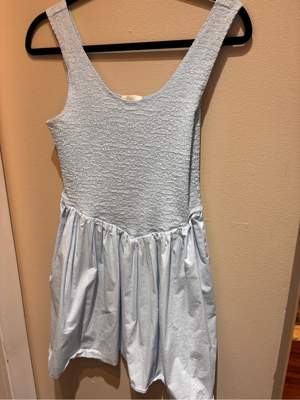 Wayf Light Blue Smocked Bodice Mini Sundress